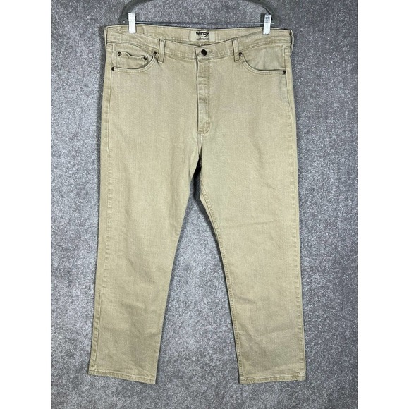 Wrangler Authentics Straight Leg Jeans‎ Mens Size 40x32 Stretch Khaki Tan Denim - Picture 1 of 11